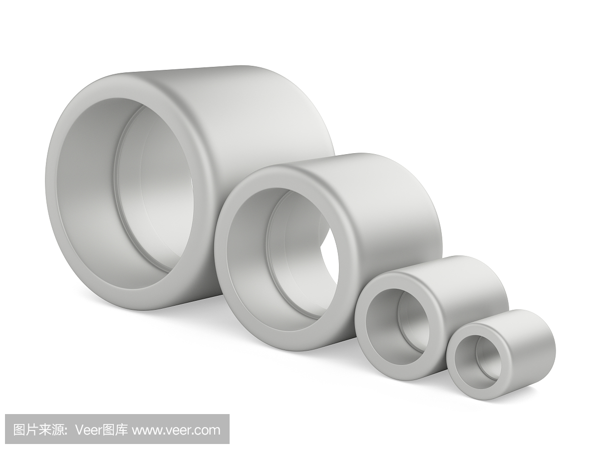 設(shè)置在白色背景上的管道配件。